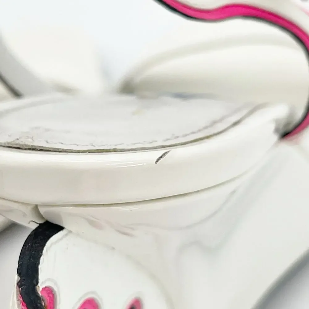 Prada Flame Wedge Sandals White Patent Neon Pink 2018 Reissue Hotrod Heels IT 38 - Picture 13 of 16